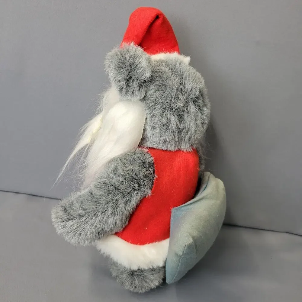 Vintage 80's Christmas Santa Bear Plush Gray 11